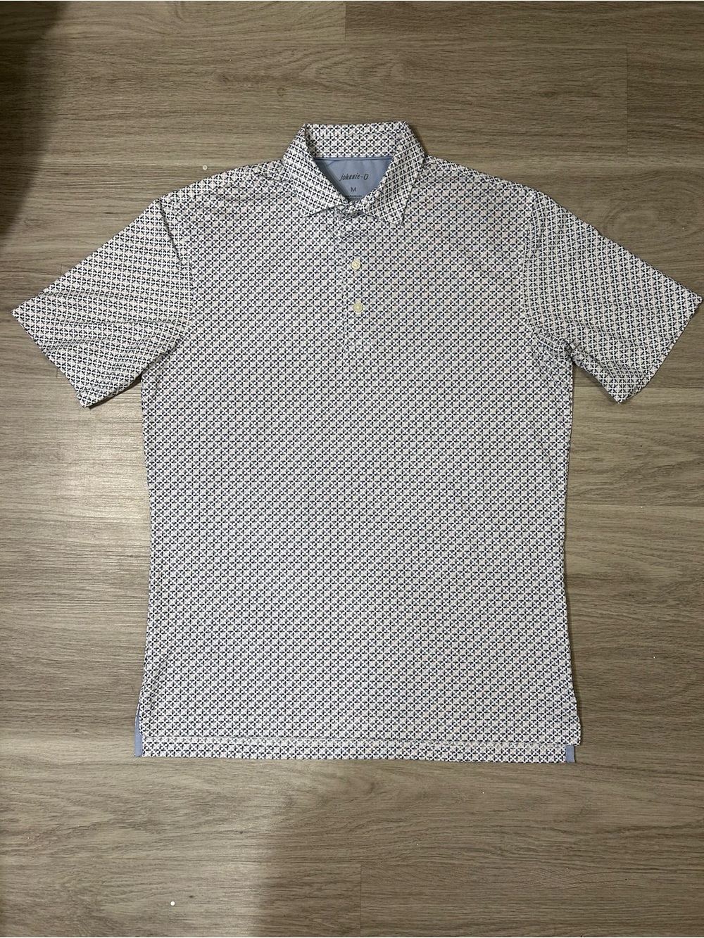 johnnie-O White and Navy Patterned Men's Polo